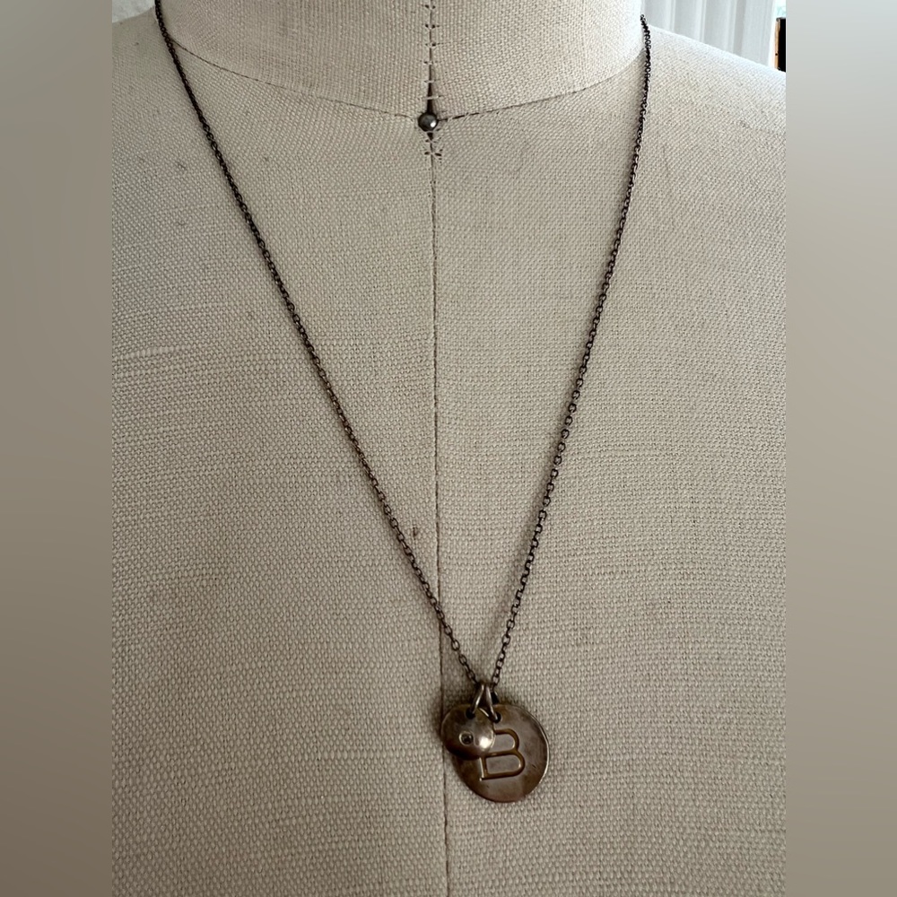 MWS Mark Washerman Samara Sterling Silver Initial “B”Heart Charm Necklace